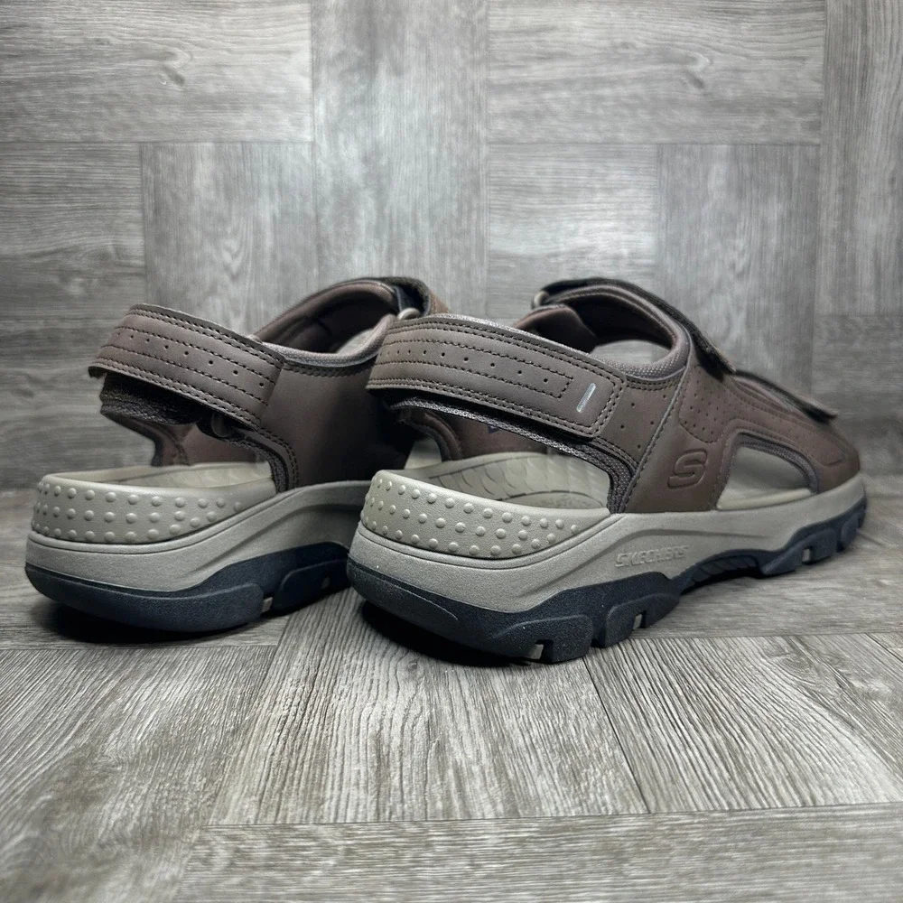 Skechers Tresmen Garo Mens 13 Chocolate Brown Relaxed Fit Luxe Foam Outdoor NEW